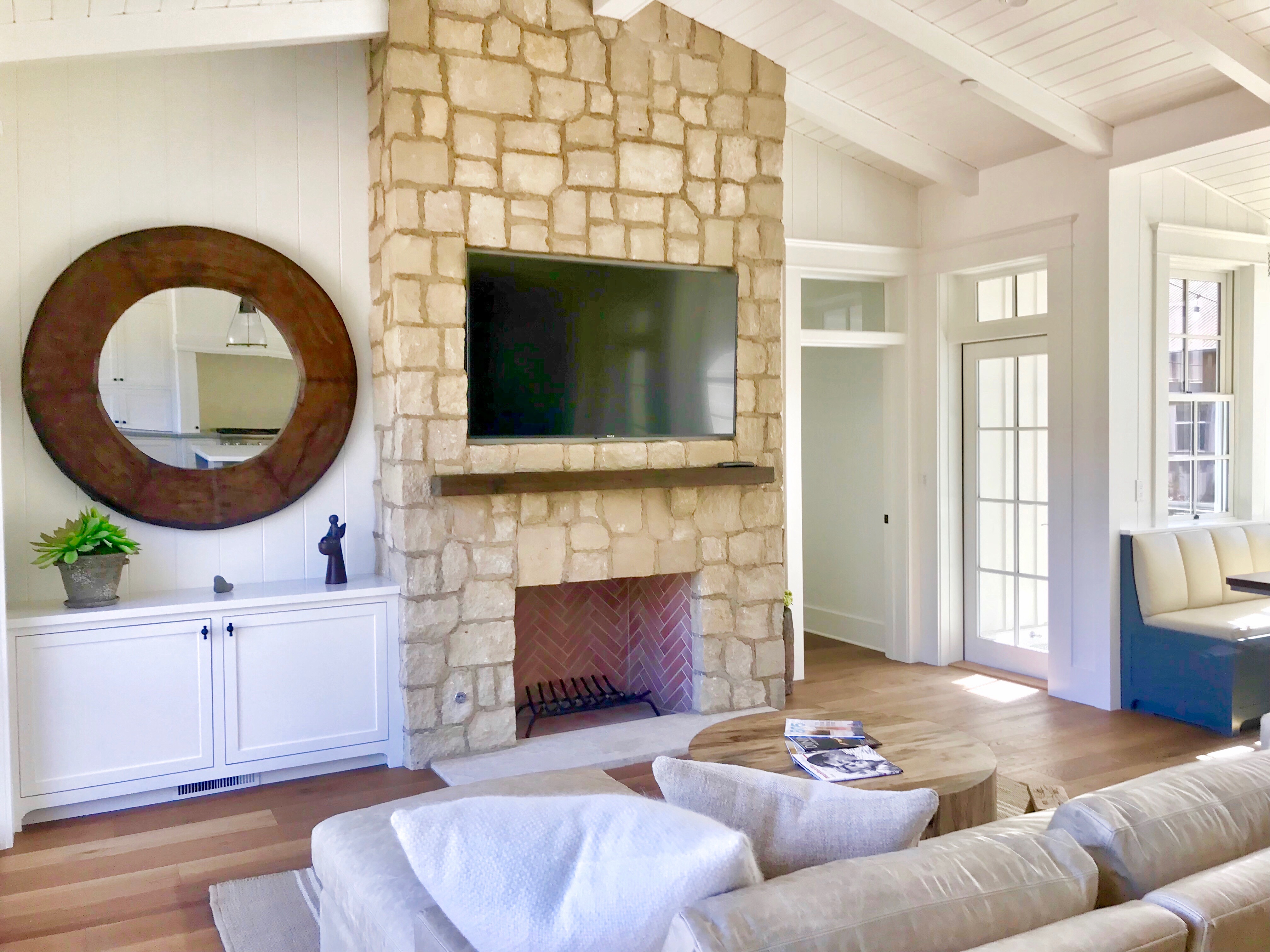 Santa Barbara Farmhouse Stone Fireplace